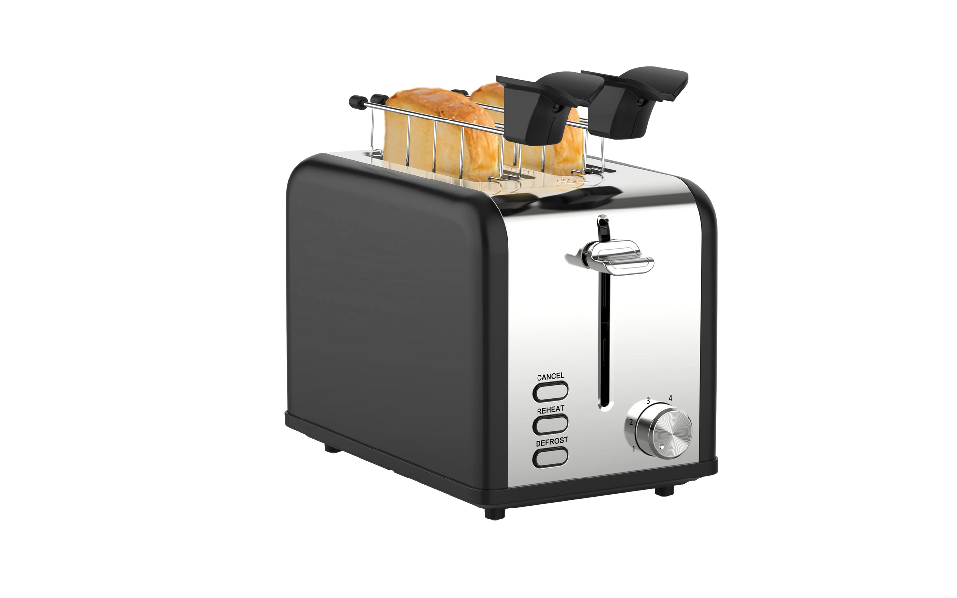 JMT-856458 Compact Stainless Steel 2 Slice Bread Toaster with Extra Wide Slots and Grill功能
