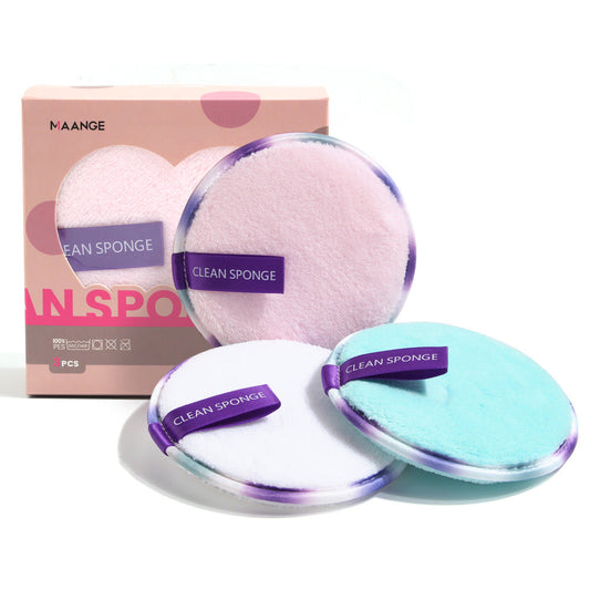JMT-856650 Lazy Makeup Remover Wipes - Soft Reusable Fiber/Sponge Pads, Set of 3