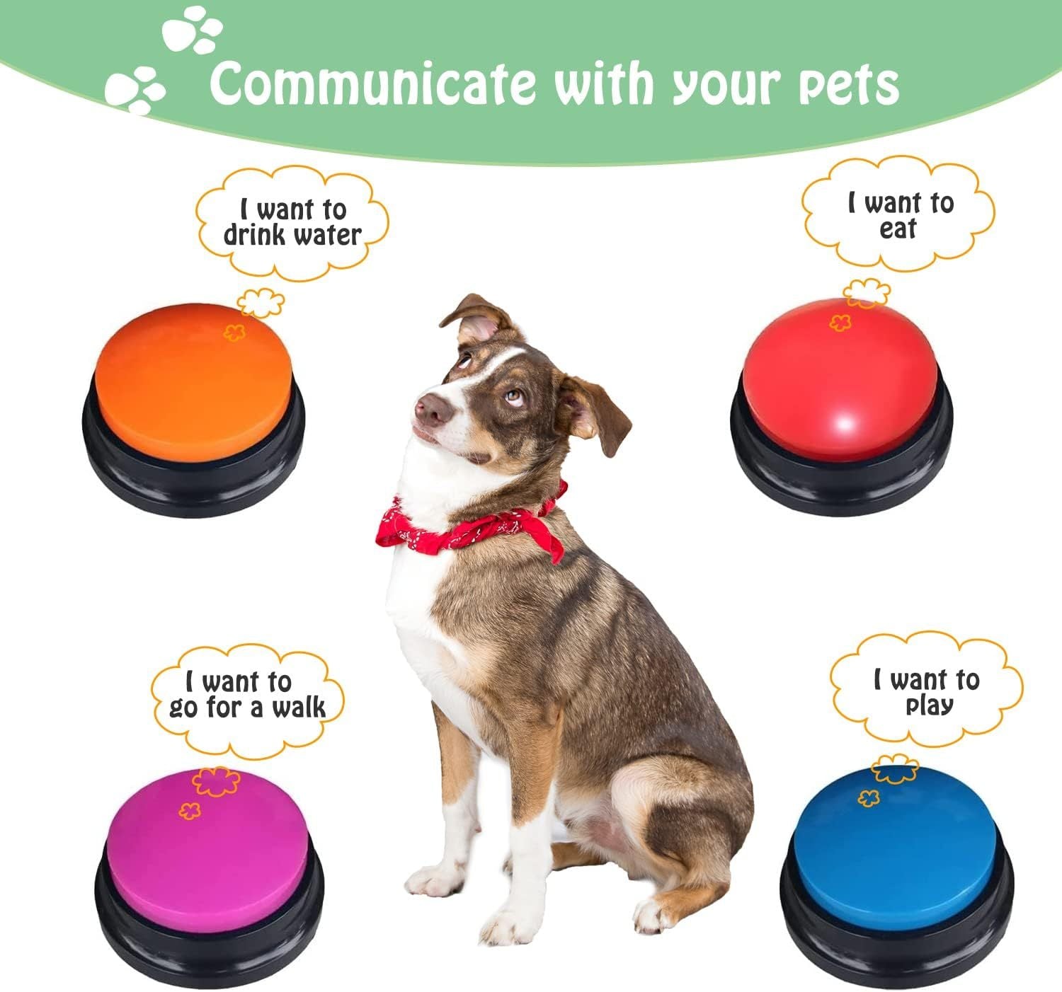 JMT-856650 Voice Recording Buzzer for Dog Training - 30 Second Playback Button Toy