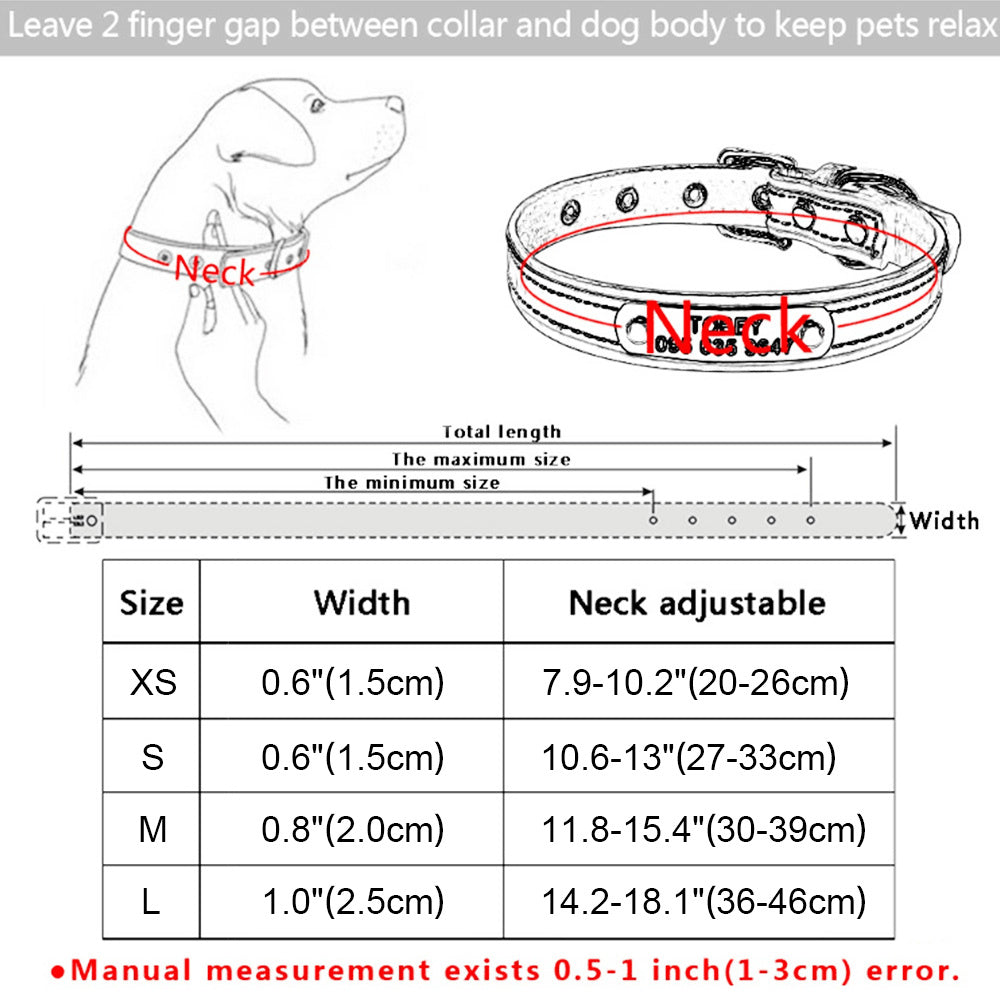 JMT-856842 Personalized PU Leather Dog Collar with Zinc Alloy Accents - Adjustable Sizes XS to L