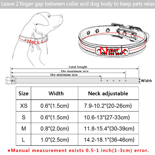JMT-856842 Personalized PU Leather Dog Collar with Zinc Alloy Accents - Adjustable Sizes XS to L