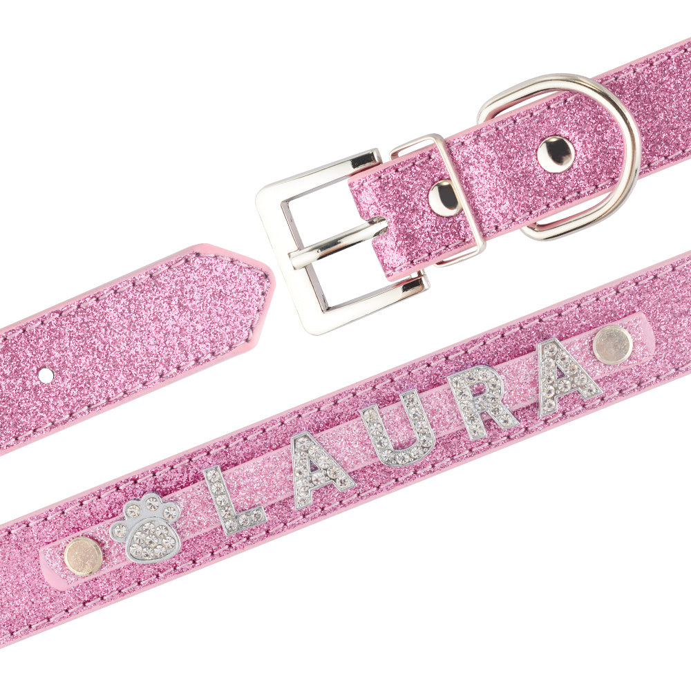 JMT-856842 Personalized PU Leather Dog Collar with Zinc Alloy Accents - Adjustable Sizes XS to L