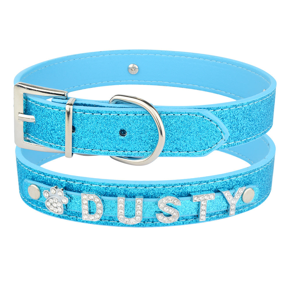 JMT-856842 Personalized PU Leather Dog Collar with Zinc Alloy Accents - Adjustable Sizes XS to L