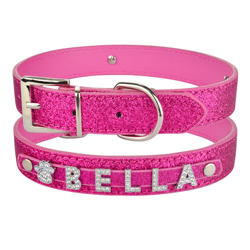 JMT-856842 Personalized PU Leather Dog Collar with Zinc Alloy Accents - Adjustable Sizes XS to L