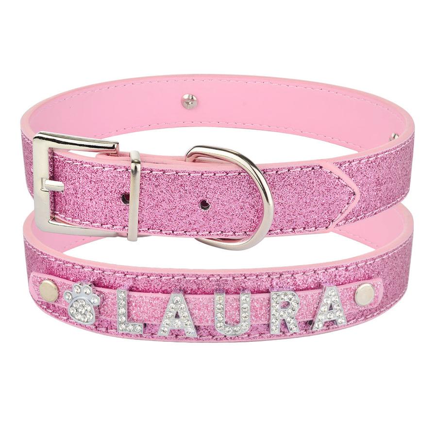 JMT-856842 Personalized PU Leather Dog Collar with Zinc Alloy Accents - Adjustable Sizes XS to L