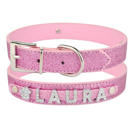 JMT-856842 Personalized PU Leather Dog Collar with Zinc Alloy Accents - Adjustable Sizes XS to L