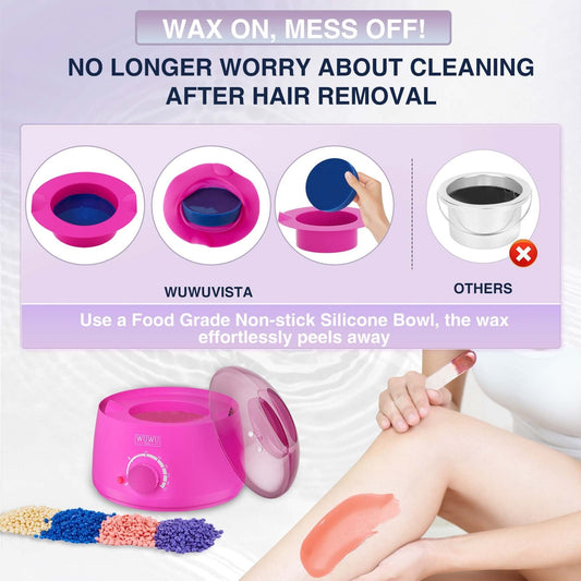 JMT-856906 200CC Wax Warmer with 7oz Silicone Bowl - Portable Hair Removal Heater for Effortless At-Home Waxing