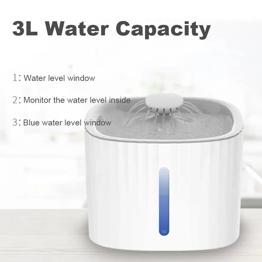 JMT-857034 3L Cat and Dog Water Fountain with Low Water Shut Off and Triple Filtration System