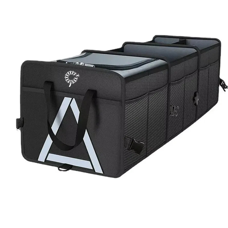 JMT-857290 Large-Capacity Car Organiser with Insulated Leakproof Cooler Bag and Reflective Safety Strip
