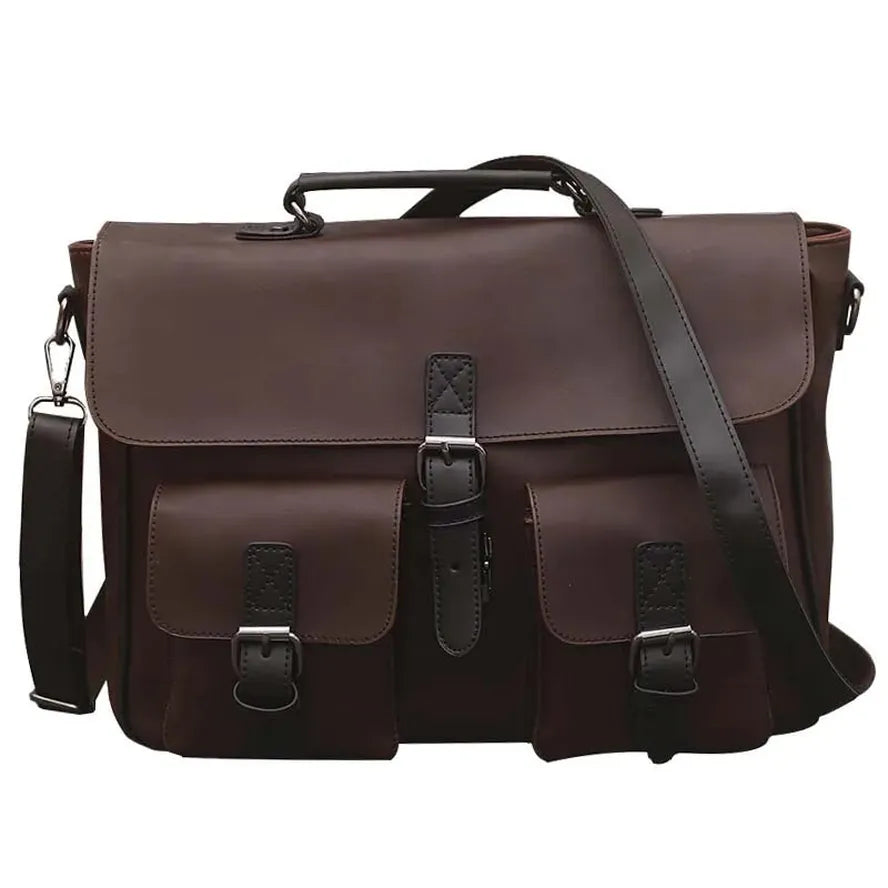 JMT-857418 Casual Crazy Horse Leather Crossbody Bag for Men - Large Shoulder Briefcase