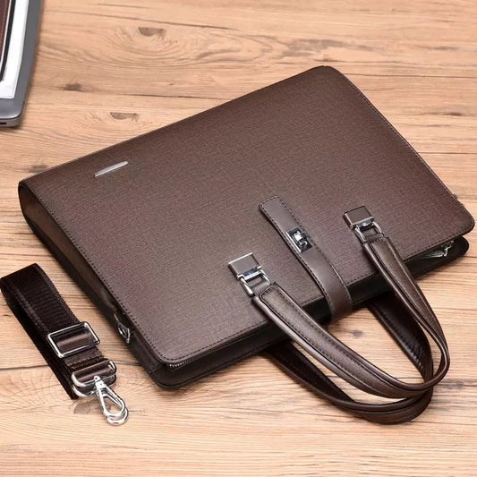 JMT-857482 Genuine Leather Messenger Bag for Laptop, Waterproof and Wear-Resistant Briefcase for Men