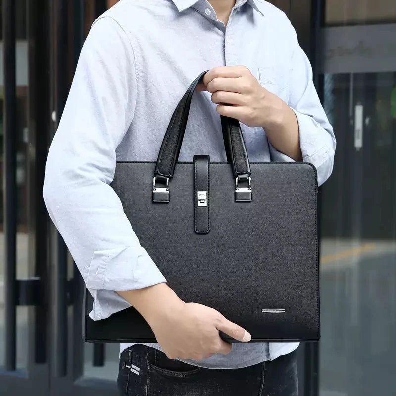 JMT-857482 Genuine Leather Messenger Bag for Laptop, Waterproof and Wear-Resistant Briefcase for Men