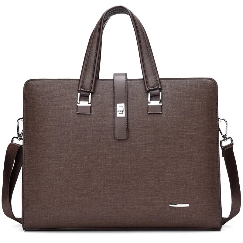 JMT-857482 Genuine Leather Messenger Bag for Laptop, Waterproof and Wear-Resistant Briefcase for Men