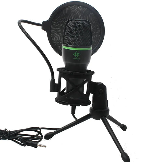JMT-857482 Professional Condenser Microphone with Tripod Stand for Live Broadcasting and Vlogging