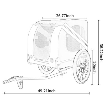JMT-857674 Large Folding Bike Trailer for Dogs - 120LB Capacity All-Terrain Pet Carrier with Durable Steel Frame, Perfect for Cycling, Jogging, and Camping Activities