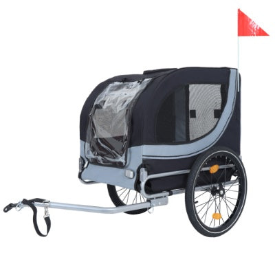 JMT-857674 Large Folding Bike Trailer for Dogs - 120LB Capacity All-Terrain Pet Carrier with Durable Steel Frame, Perfect for Cycling, Jogging, and Camping Activities