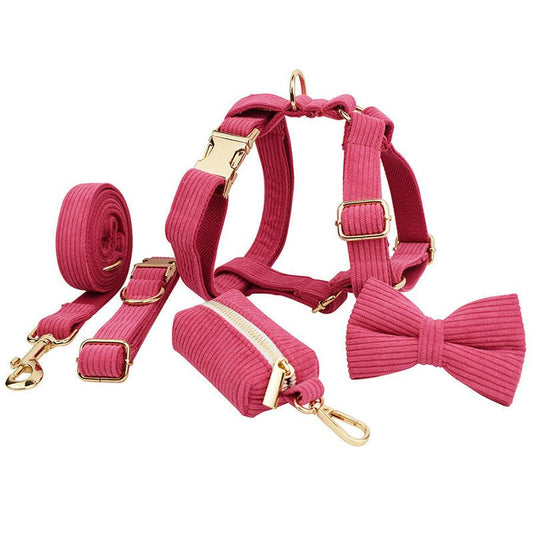JMT-857994 Velvet Fabric Dog Collar with Adjustable Sizing and Accessories