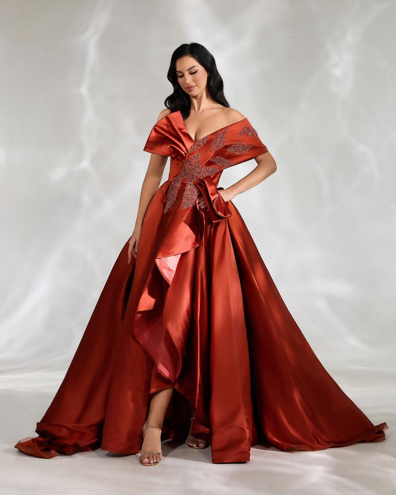 JMT-858058 Elegant Brown Dress for Women - Model SH0049