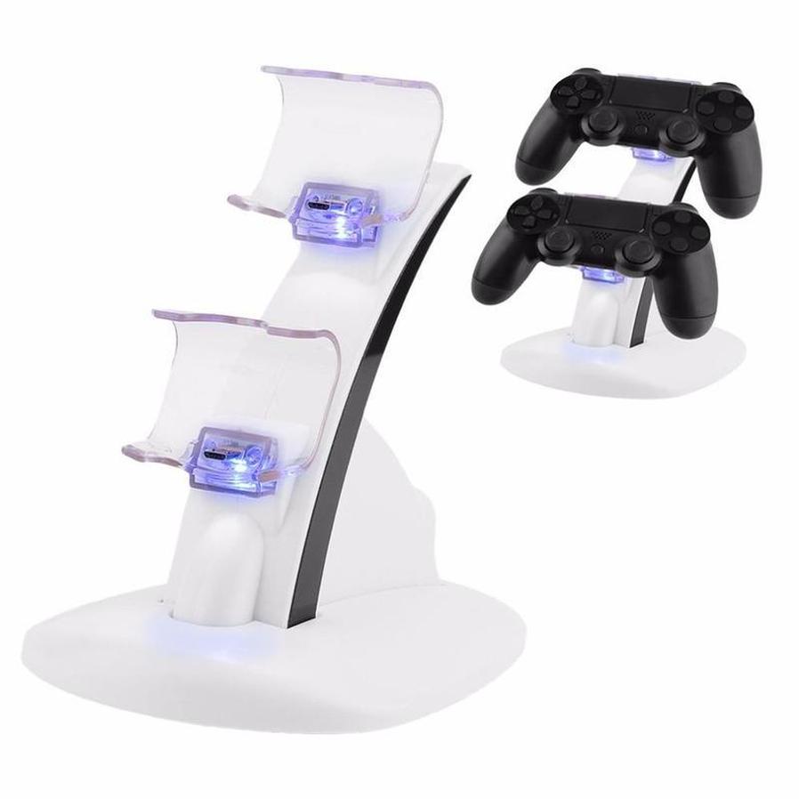 JMT-858122 Dual Charging Dock for PS4 Controllers with Blue LED Indicator