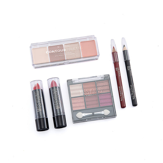 JMT-858250 Versatile Makeup Set with Eyeshadow Palette, Lipstick, Concealer, and Brush
