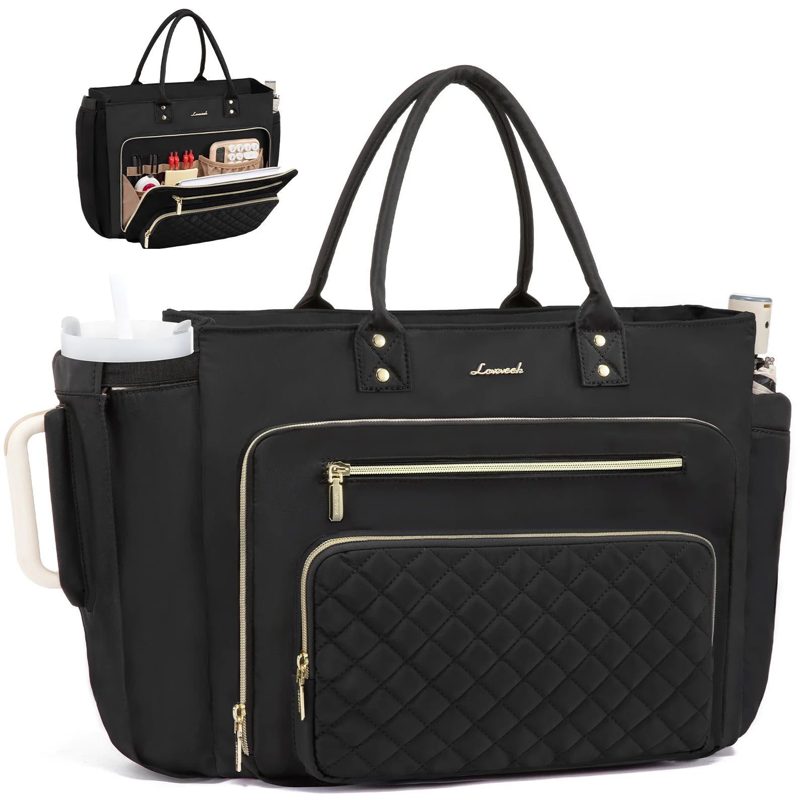 JMT-858634 Multi-Pocket Tote Bag for Women - 15.6 Inch Laptop Briefcase with Large Cup Holder