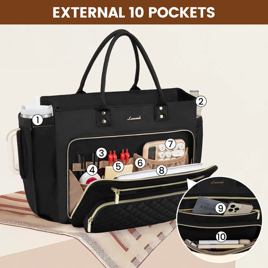 JMT-858634 Multi-Pocket Tote Bag for Women - 15.6 Inch Laptop Briefcase with Large Cup Holder
