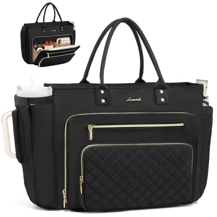 JMT-858634 Multi-Pocket Tote Bag for Women - 15.6 Inch Laptop Briefcase with Large Cup Holder