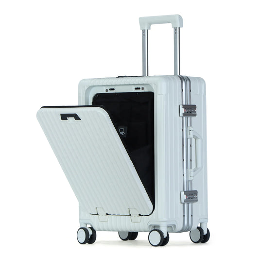 JMT-858698 Custom Lightweight 4-Wheel Trolley Luggage with Aluminium Frame for Travel