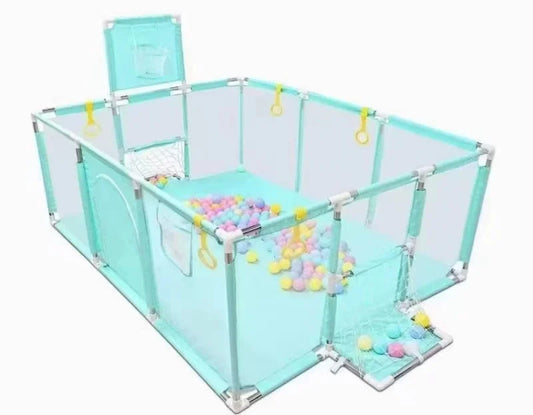 JMT-858762 Folding Indoor Playpen for Children with Basketball Net - Safe Plastic Toy Yard for Kids
