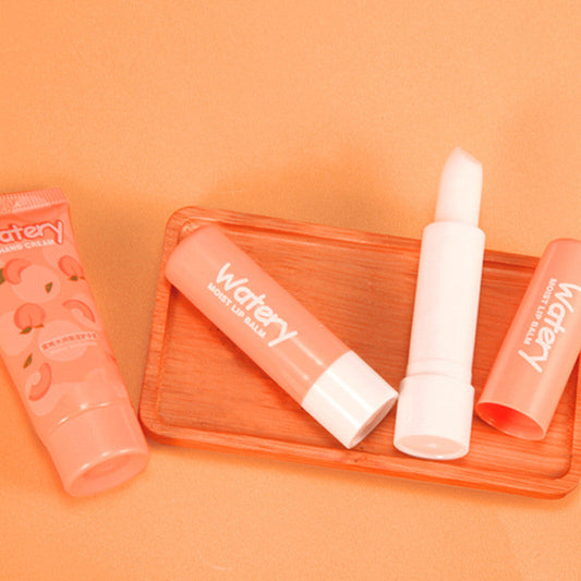 JMT-859082 Moisturizing Hand Cream and Lip Balm Set with Avocado, Strawberry, and Peach Extracts