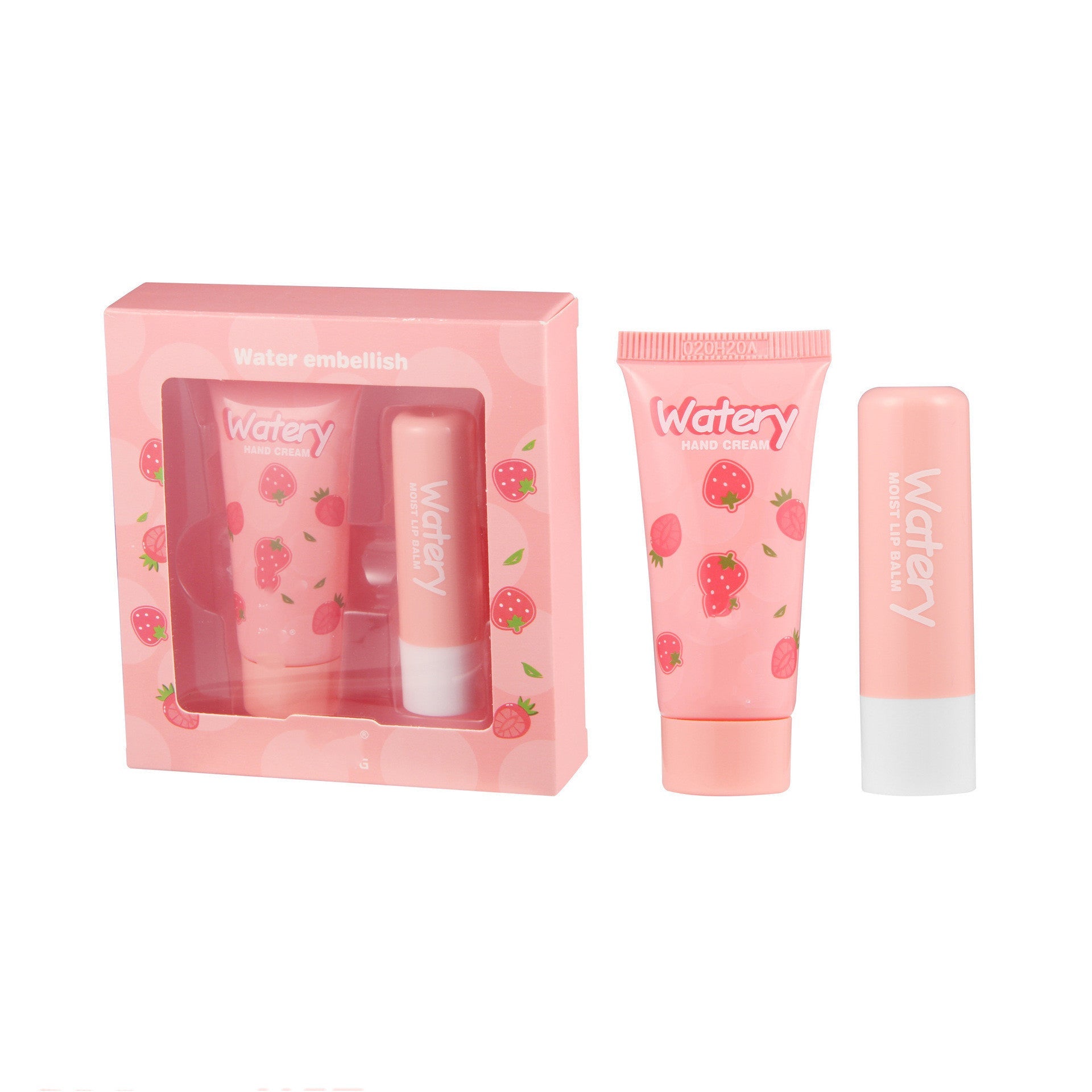 JMT-859082 Moisturizing Hand Cream and Lip Balm Set with Avocado, Strawberry, and Peach Extracts