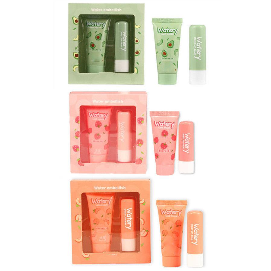 JMT-859082 Moisturizing Hand Cream and Lip Balm Set with Avocado, Strawberry, and Peach Extracts