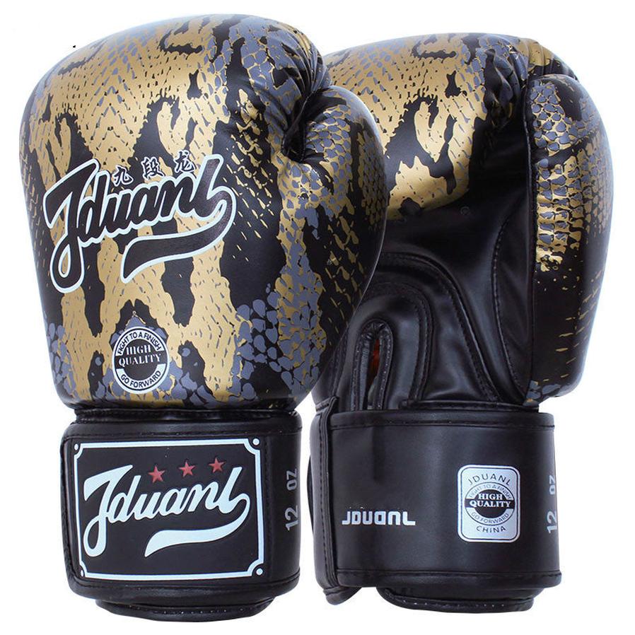 JMT-859210 Mad Python Boxing Gloves - PU Leather, 8oz/10oz/12oz/14oz - Black/White/Red - Ideal for Fighting, Boxing, Sanshou, Muay Thai