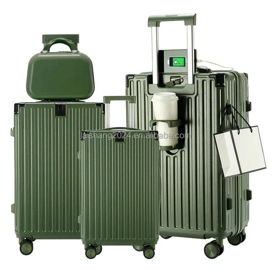 JMT-859594 Lightweight 4-Piece Soft Shell Wheeled Luggage Set for Travel
