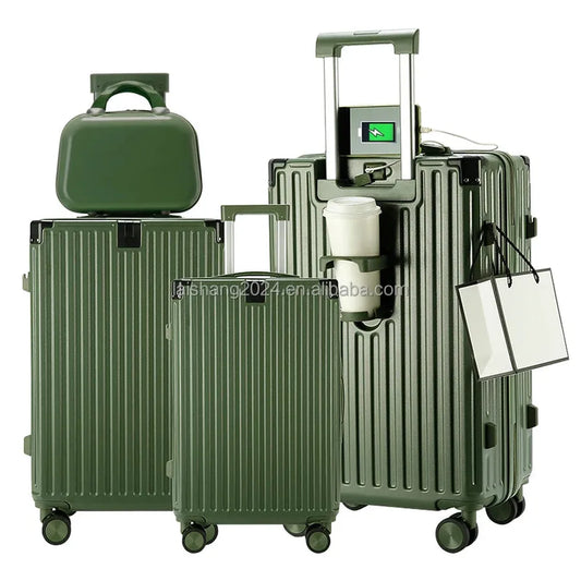 JMT-859594 Lightweight 4-Piece Soft Shell Wheeled Luggage Set for Travel