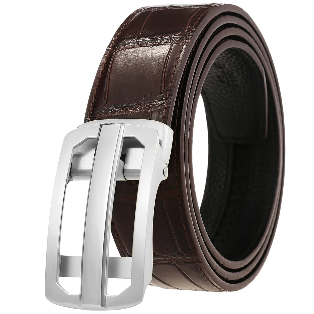JMT-859722 Men's Stainless Steel Automatic Buckle Belt - Steel Buckle Design, Adjustable Fit