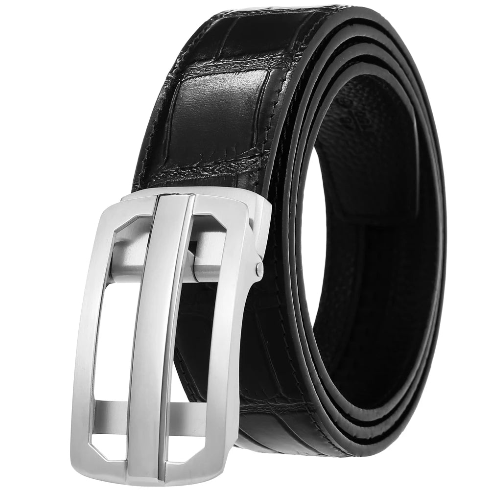 JMT-859722 Men's Stainless Steel Automatic Buckle Belt - Steel Buckle Design, Adjustable Fit