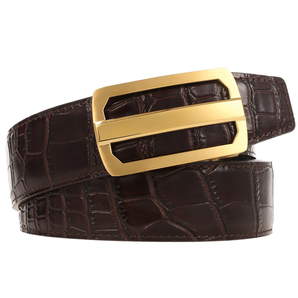 JMT-859722 Men's Stainless Steel Automatic Buckle Belt - Steel Buckle Design, Adjustable Fit