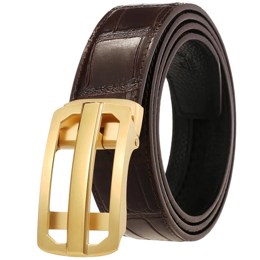 JMT-859722 Men's Stainless Steel Automatic Buckle Belt - Steel Buckle Design, Adjustable Fit