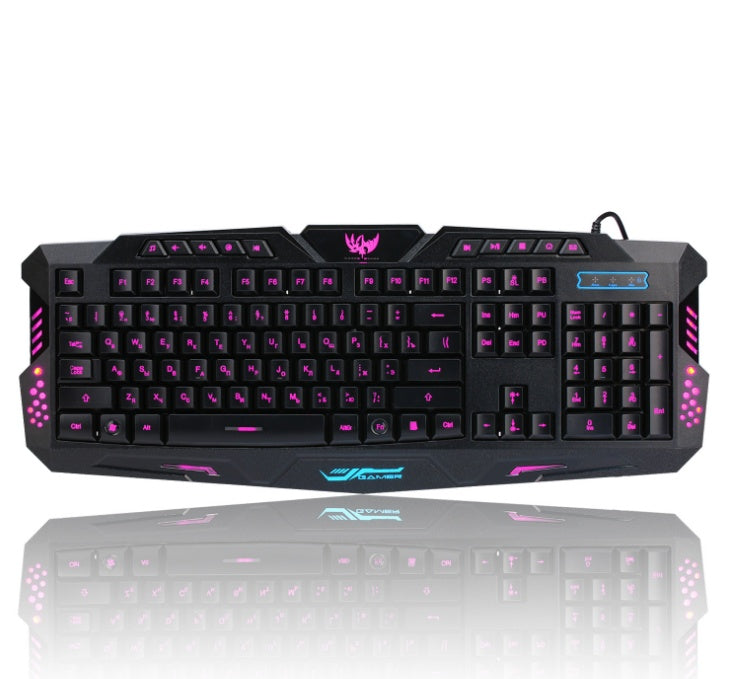 JMT-859978 Gaming Keyboard and Mouse Set with Tri-Color Backlight, USB Wired Connection, 108 Keys, Russian Layout