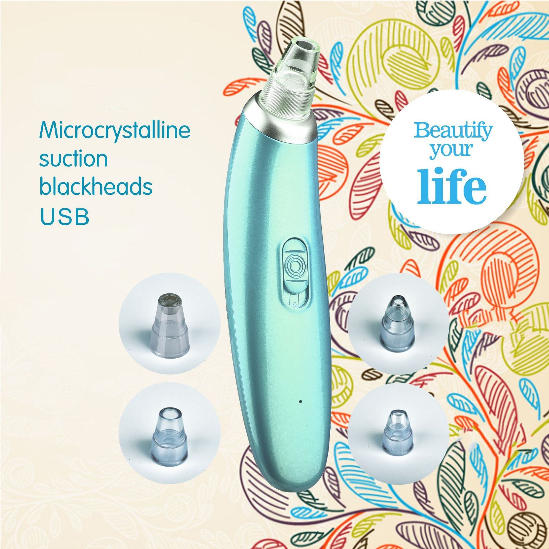 JMT-860106 USB Rechargeable Microcrystalline Blackhead Removal Instrument with ABS Body and PP Suction Head