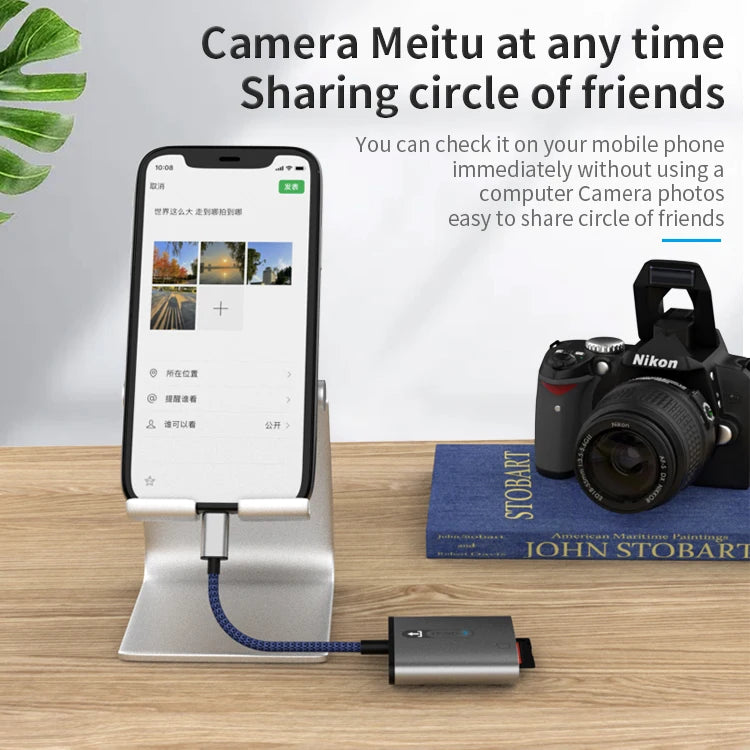 JMT-860618 2 in 1 USB-C to SD and TF Card Reader for Android Devices, Plug and Play Compatibility