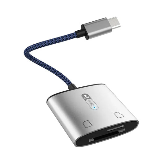 JMT-860618 2 in 1 USB-C to SD and TF Card Reader for Android Devices, Plug and Play Compatibility