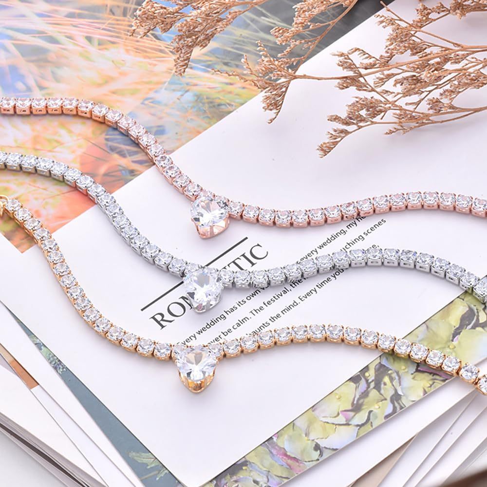 JMT-860618 Bling Rhinestone Heart-Shaped Pet Necklace for Dogs and Cats – Stylish Collar Accessory