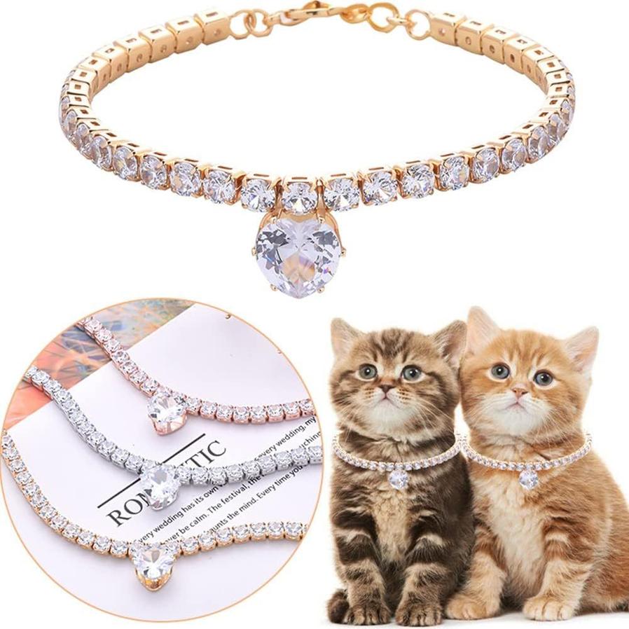 JMT-860618 Bling Rhinestone Heart-Shaped Pet Necklace for Dogs and Cats – Stylish Collar Accessory