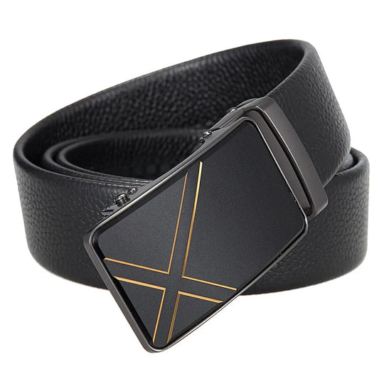 JMT-860874 Men's Simple Automatic Buckle First Layer Leather Belt - Model LY36-25635-5