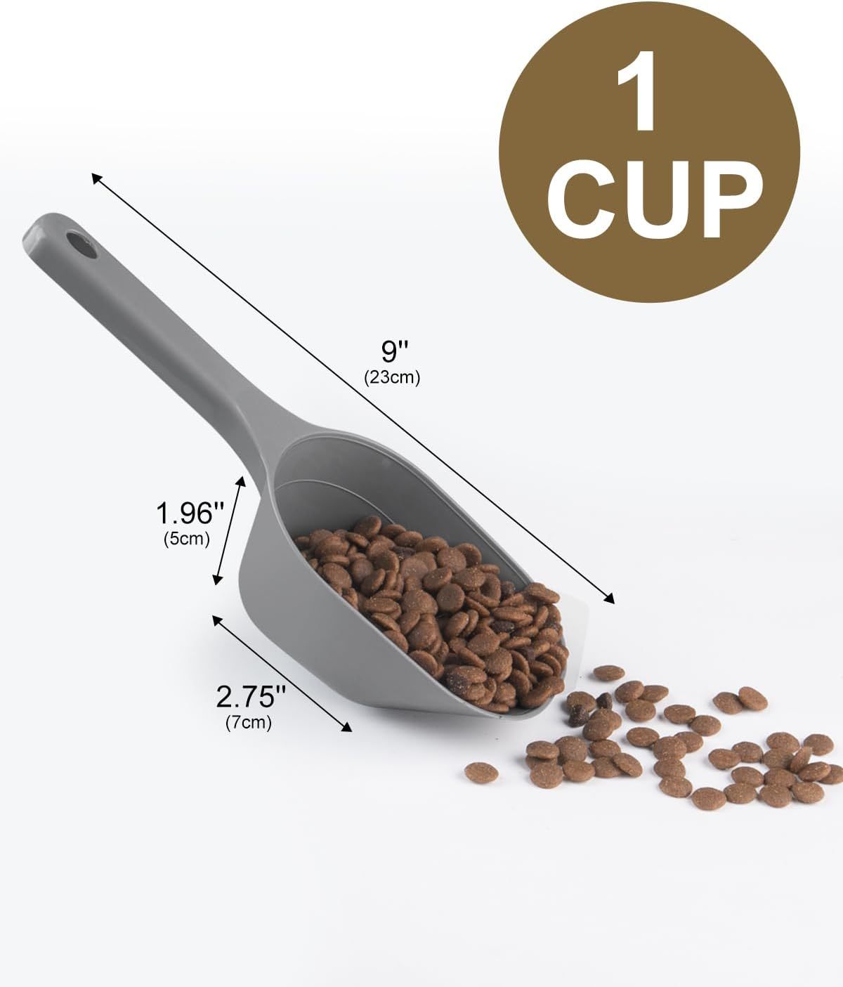 JMT-860938 Pet Food Scoop with Measurement Lines - 1 Cup Capacity, BPA-Free, Dishwasher Safe, Made with 25% Recycled Plastic