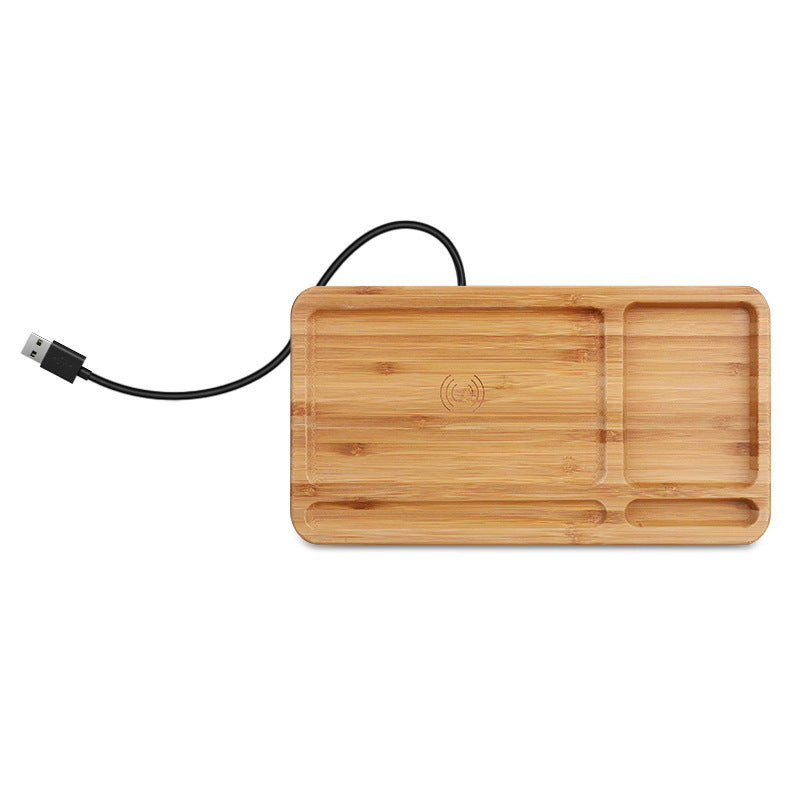 JMT-861066 Natural Bamboo Wood Wireless Charger - 9V Wireless Charging with USB Interface