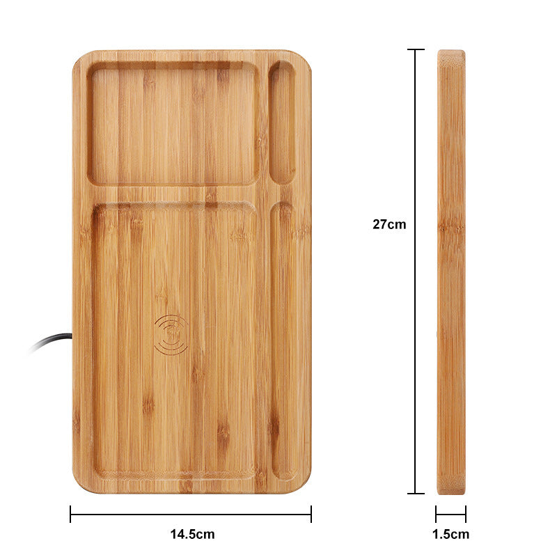 JMT-861066 Natural Bamboo Wood Wireless Charger - 9V Wireless Charging with USB Interface