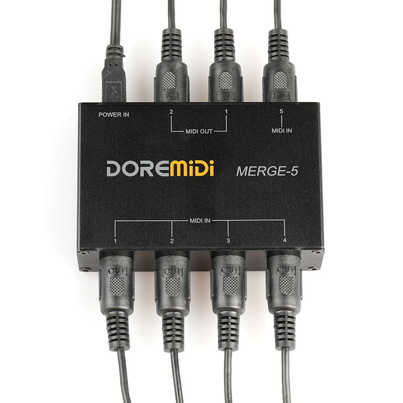 JMT-861130 MIDI Merge-5 Combiner for 5 Inputs and 2 Outputs, Compact Size 115x73x33mm, Low Latency Operation
